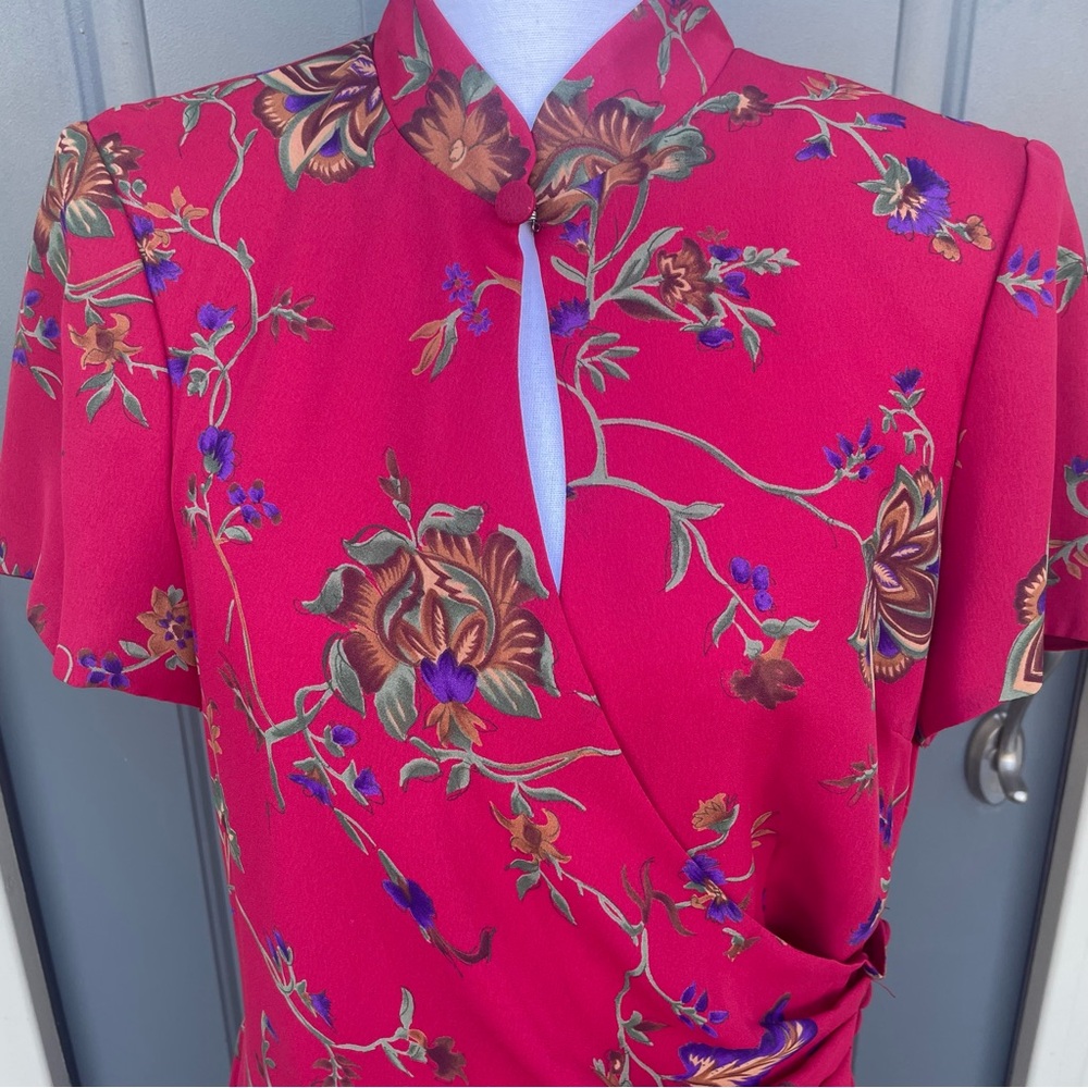 David Warren Vintage 80’s Asian Inspired Red Dress Women’s Size 12 - Picture 11 of 16